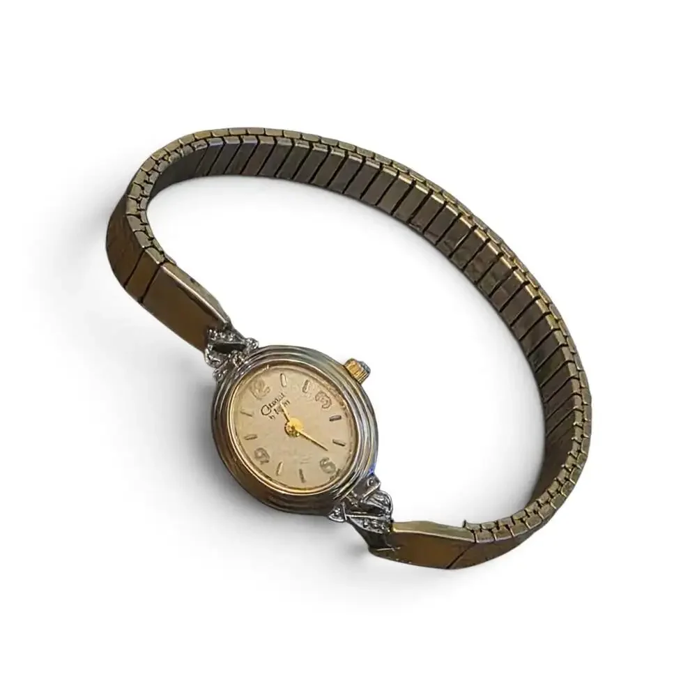 Vintage Caravelle by Bulova Women's Two-Tone Oval Watch with Stretch Band